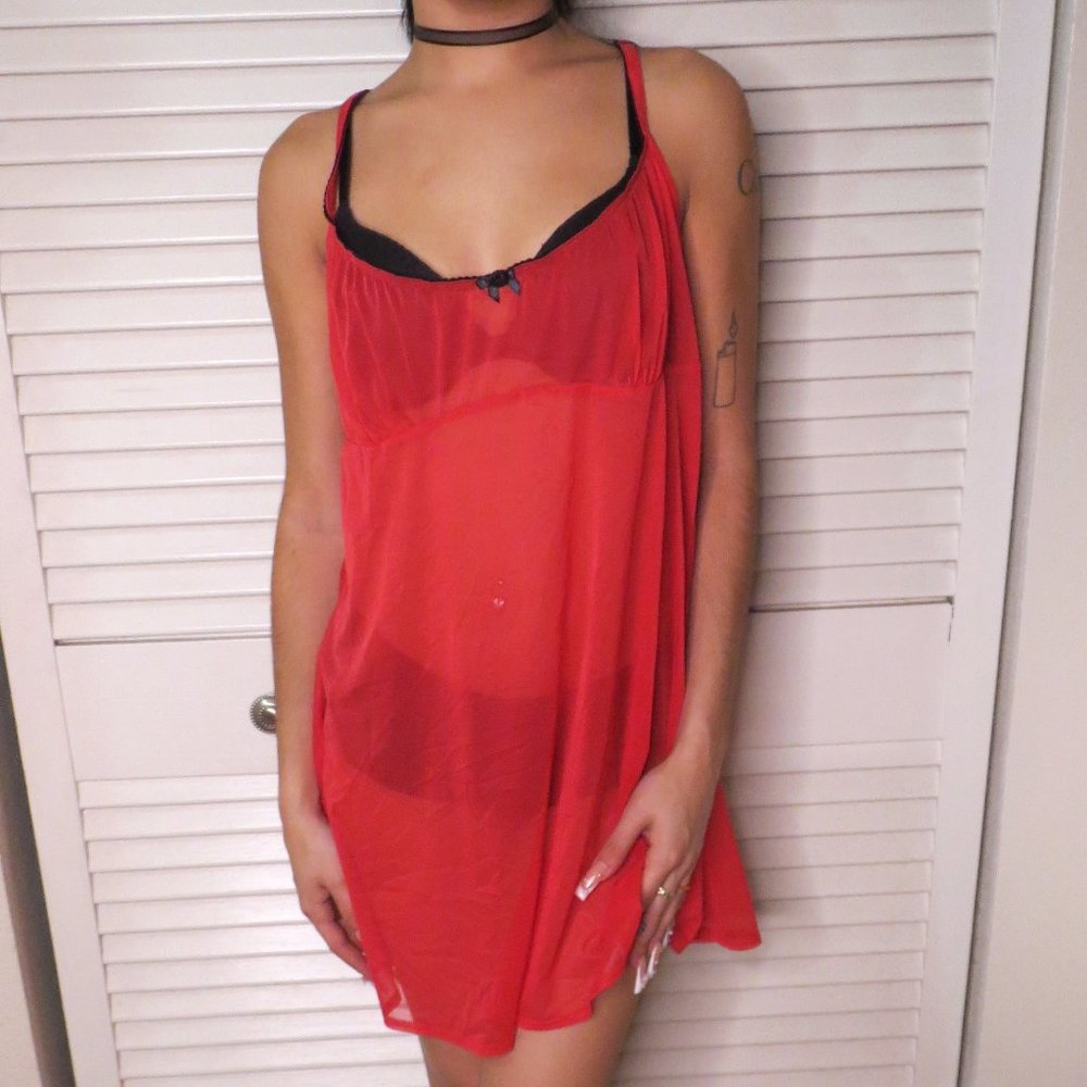 Red Victoria's Secret Valentines Mesh Lingerie Dress size L